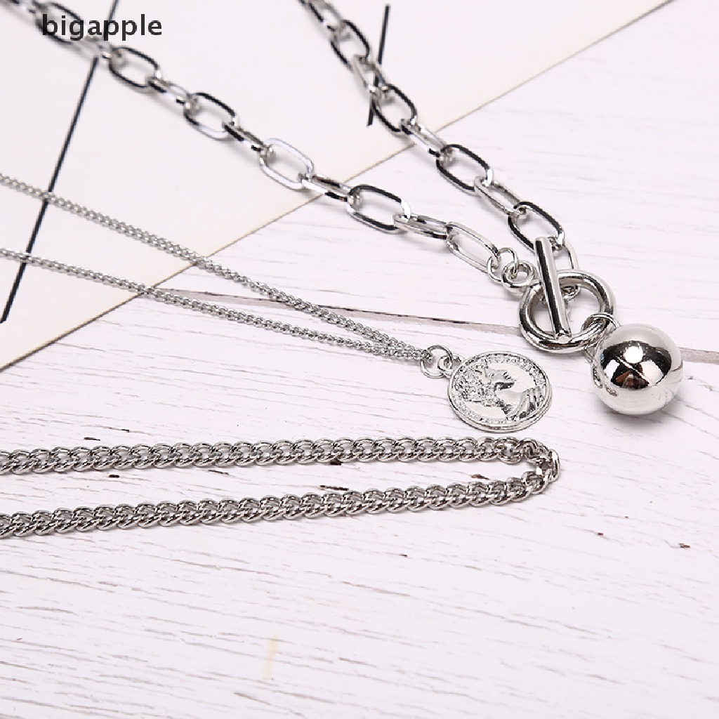 Vòng cổ Hợp Kim Nhiều Lớp Mặt Đồng Xu Thời Trang Cá Tính