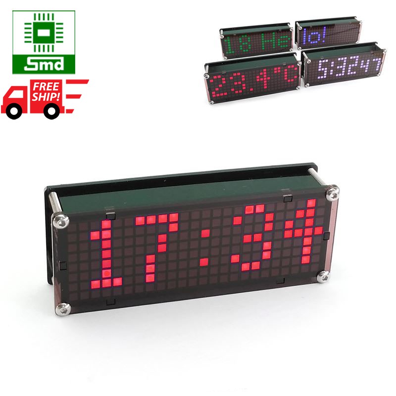 Đồng hồ led để bàn chạy chữ theo ý thích, hiển thị nhiệt độ, pin sạc