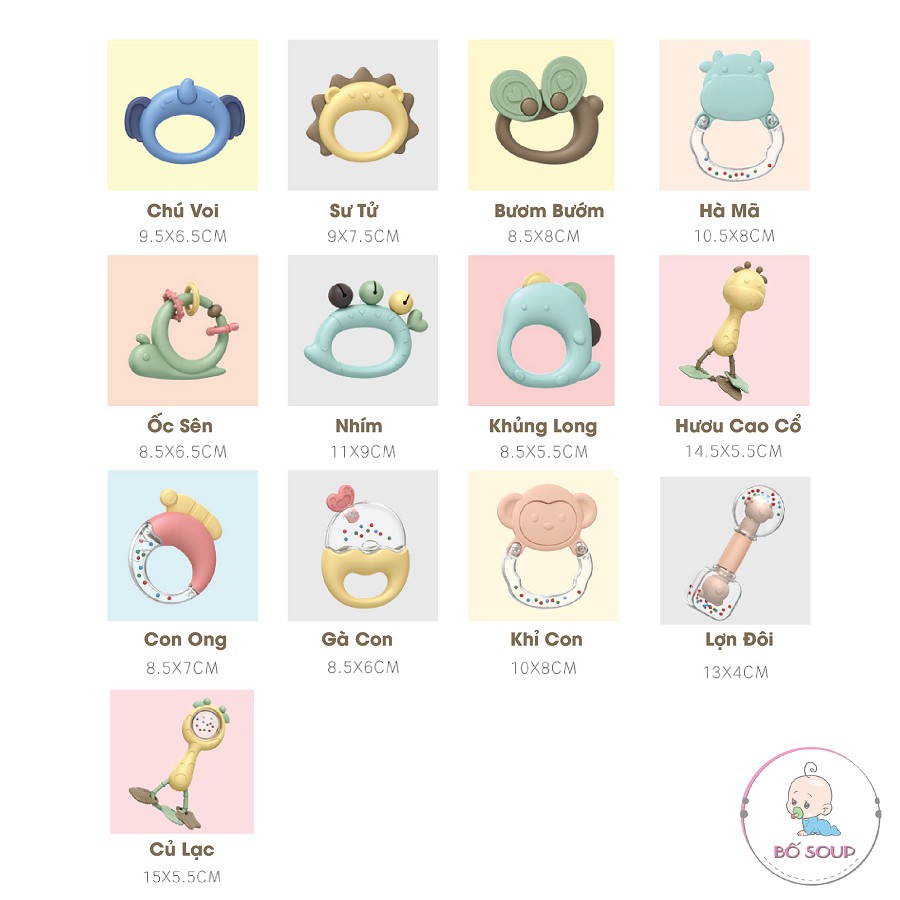 Đồ chơi xúc xắc nướu ngậm cao cấp cho bé tiệt trùng được ở nhiệt độ cao Shop Bố Soup