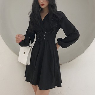 Đầm ulzzang cột dây eo basic - u.w
