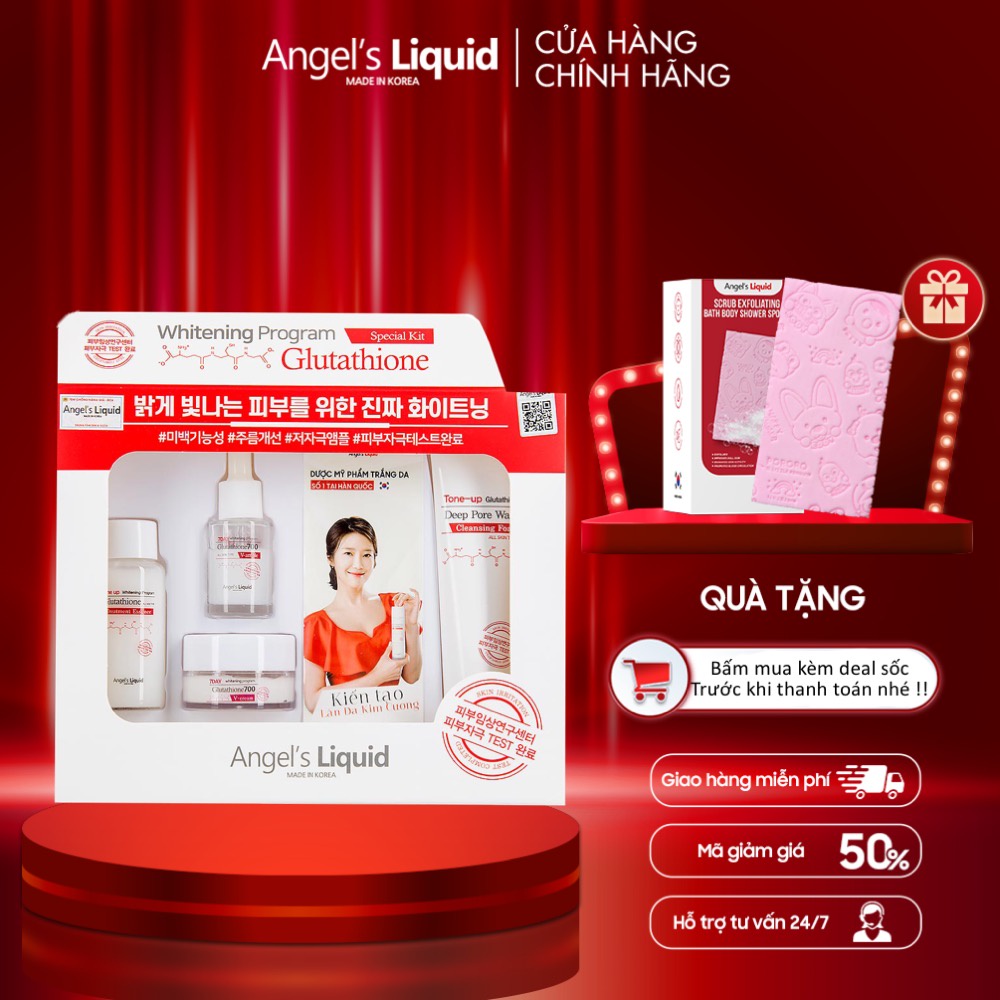 Bộ 4 sản phẩm Angel Liquid Whitening Program Glutathione Special Kit Dưỡng Trắng Da