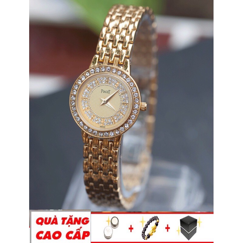 [ HOT ] Đồng Hồ Thời Trang Nữ Mặt Tròn Viền Đá Mặt Đá Màu Vàng Sang Trọng