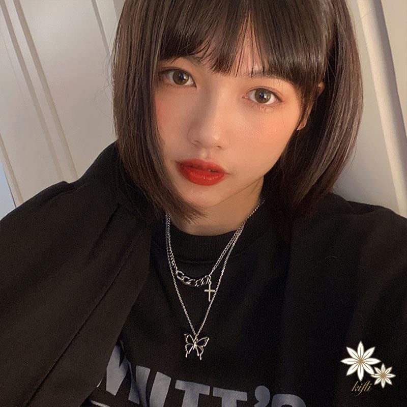 Vòng cổ hai lớp mặt hình bướm phong cách hip hop cá tính thời trang