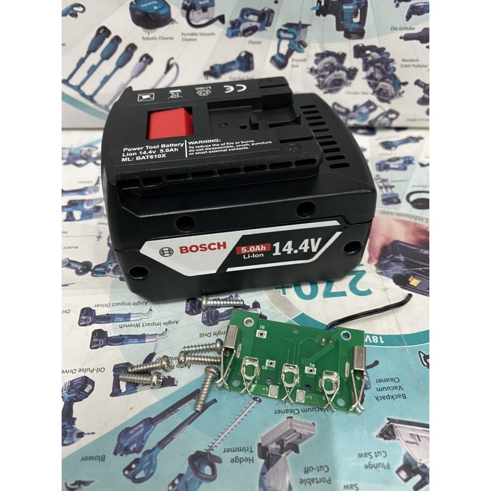 Vỏ mạch Bosch cân bằng 14.4V Li-ion 2 hàng cell, nhận sạc zin. BN.