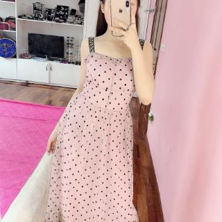Váy von 2 dây chấm bi nhỏ