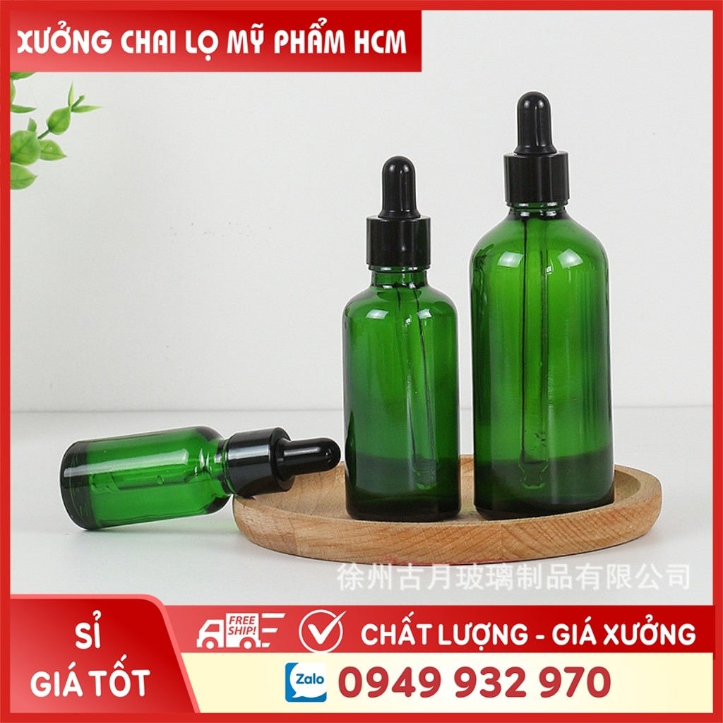 Lọ Chiết Serum ️ Lọ Chiết Mỹ Phẩm Thủy Tinh Nắp Bóp Nhỏ Giọt Khoen Đen 50ML/100ML Dùng Đựng Tinh Dầu,, Kem Dưỡng