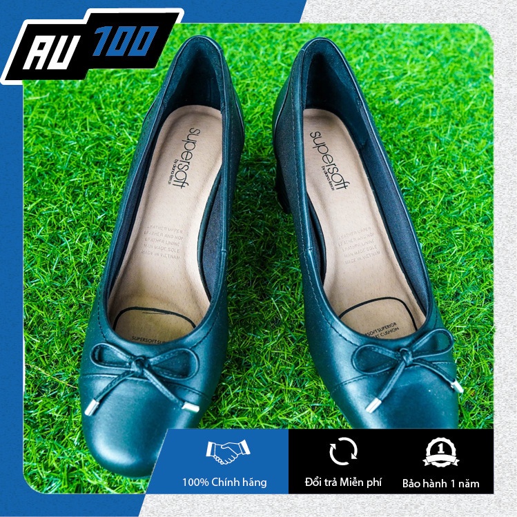Giày cao gót nữ Supersoft Black Graceful da thật chính hãng 100%