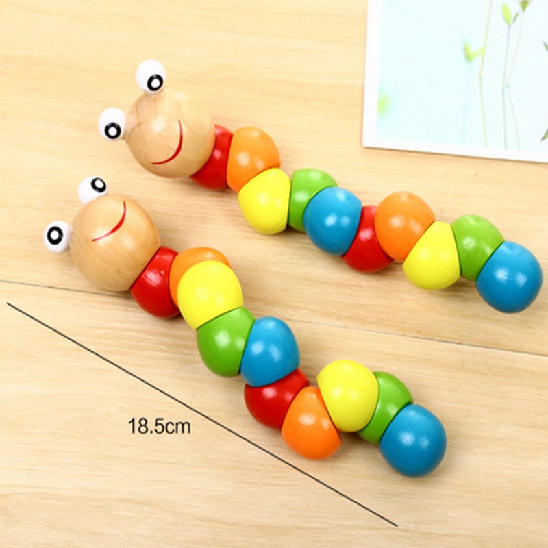 Đồ chơi sâu gỗ uốn dẻo giúp bé nhận biết các màu sắc và số đếm phát triển giác quan-DC4