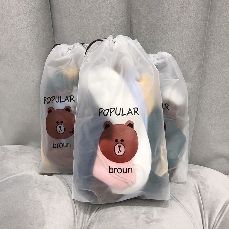 Set 10 Đôi Tất Hình Gấu Cute Kèm Túi Rút