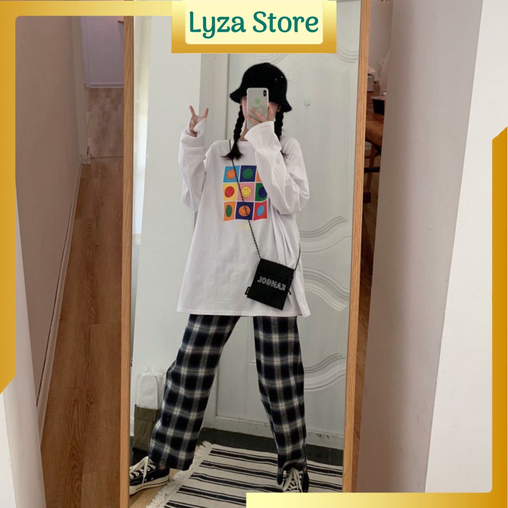 Quần kẻ sọc caro nam nữ dáng suông dưới 60kg - Lyza Store