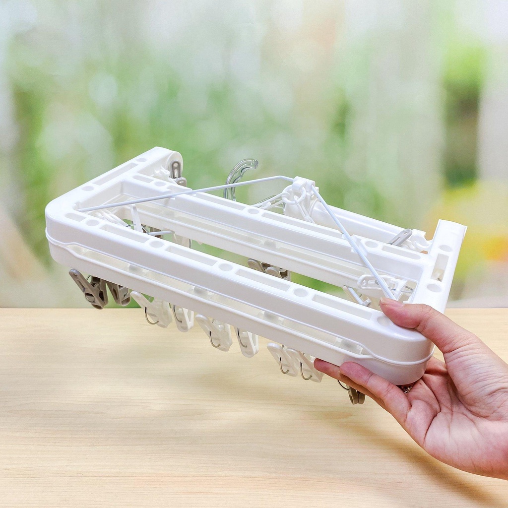 Khung phơi 24 kẹp cao cấp dáng vuông xoay 360 độ hàng Nhật - móc phơi tất, vớ, quần áo trẻ em