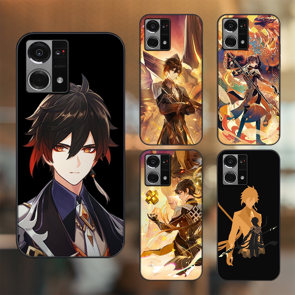 Ốp lưng Oppo Reno 7 4G viền đen in hình Zhongli Genshin Impact