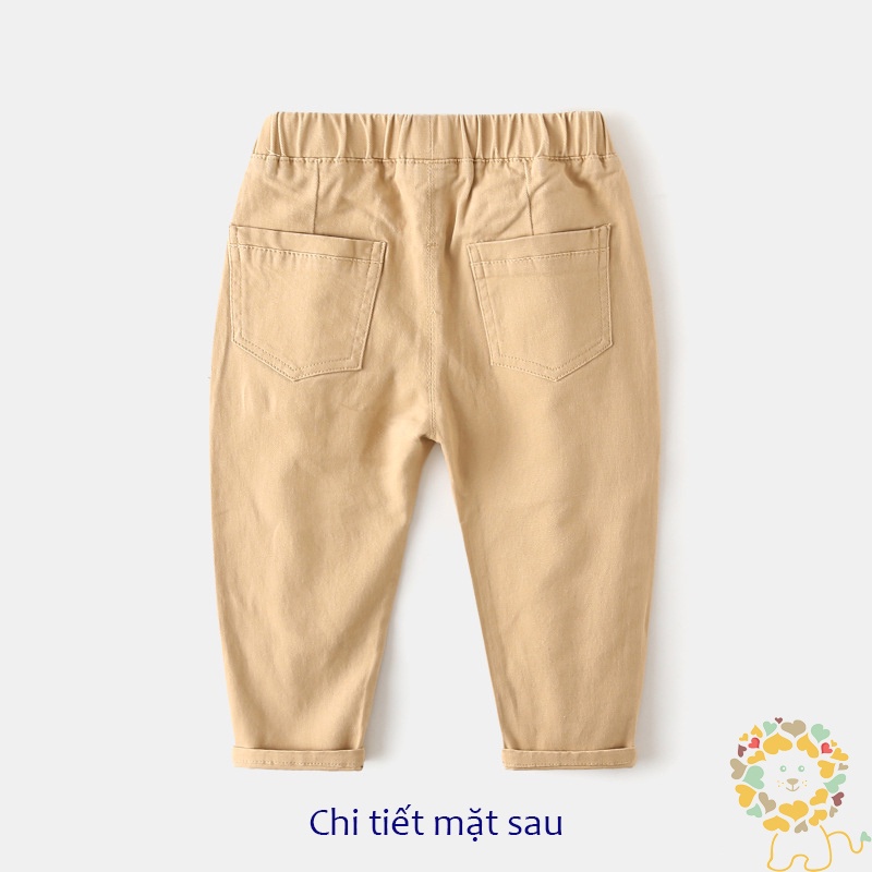 Quần kaki bé trai WAPYPY WELLKIDS quần dài trẻ em màu be chất co giãn nhẹ mẫu mới 2021