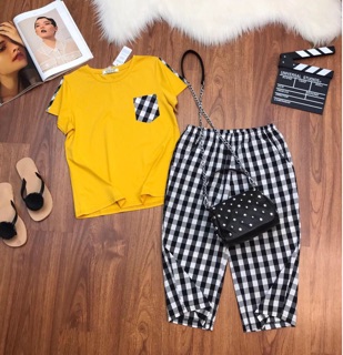 Bộ mặc nhà Cotton kẻ caro