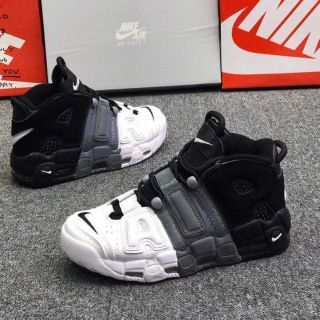 Giày Uptempo Air trắng xám đen cho Nam/Nữ
