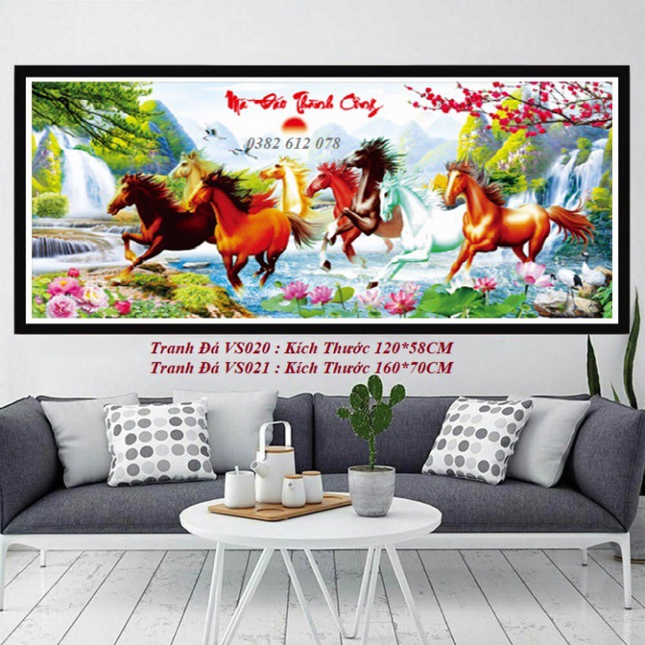 Tranh đính đá mã đáo thành công KT:120x58cm,160x70cm. Tranh gắn đá chưa gắn.