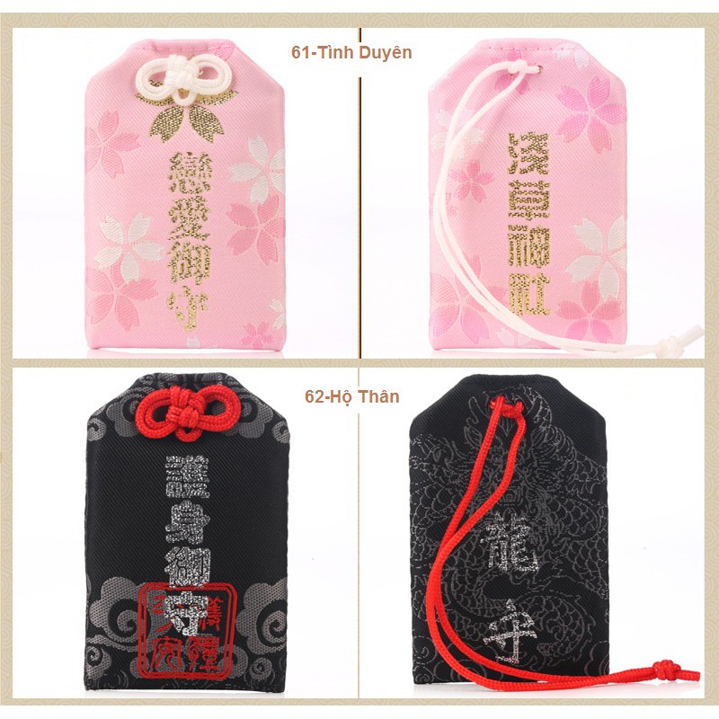 Túi Phước May Mắn Omamori Size Lớn tặng Đá Ngũ Sắc