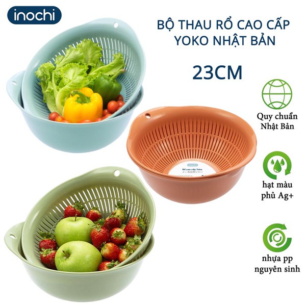 Rổ Kèm Chậu INOCHI Bộ Thau Rổ Nhựa Rửa Rau Hoa Củ Quả Cao Cấp