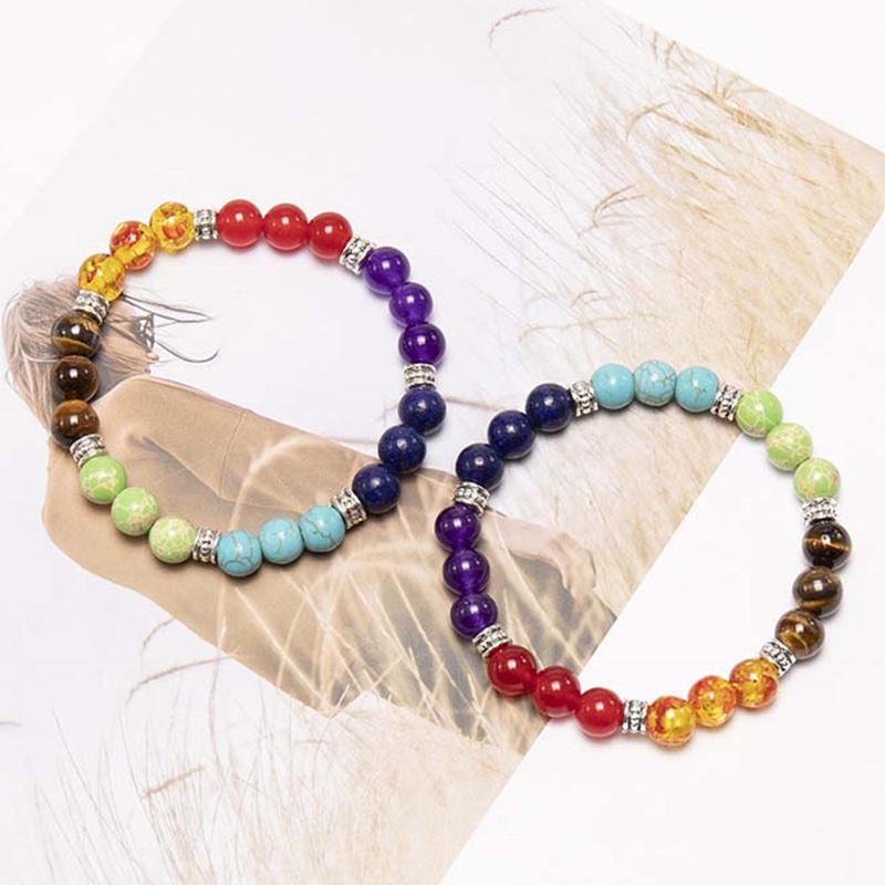 Vòng tay đá núi lửa 7 màu thời trang