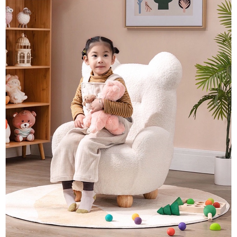 Ghế sofa tai gấu lót lông cừu siêu mềm mịn cho bé