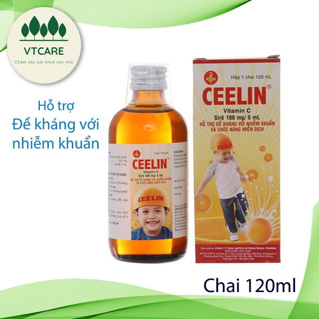 CEELIN Siro Vitamin C - Hỗ Trợ Đề Kháng & Chức Năng Miễn Dịch Chai 120ml