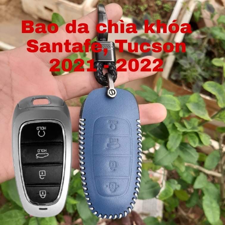 Bao da chìa khoá ô tô SANTAFE,TUCSON 2021-2022 da thật bảo hành 2 năm