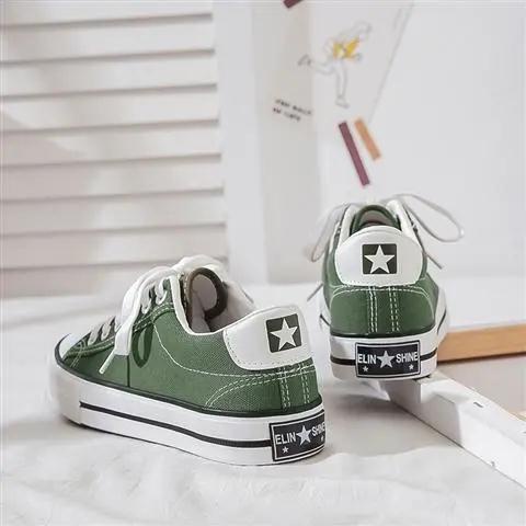Giày Vải canvas Cổ Thấp Màu Trắng Phong Cách Hàn Quốc Thời Trang Xuân Thu Cho Nữ