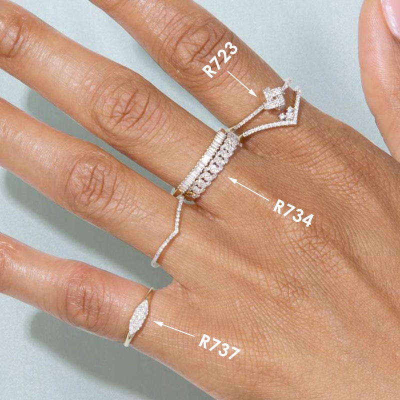 Nhẫn ZHOUYANG mạ vàng đính đá zircon đơn giản thời trang cho nữ