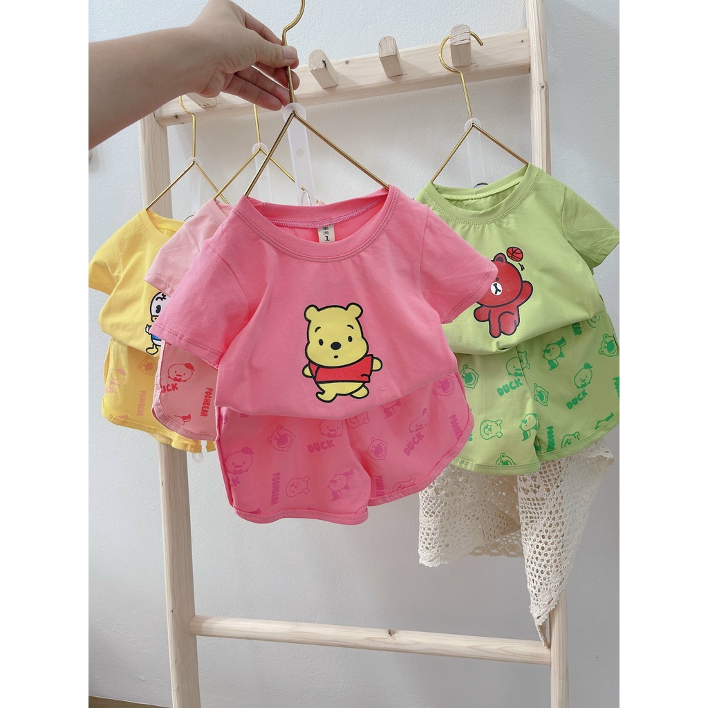 (18-32kg)Bộ thun cotton cho bé gái hình thú so cute(clip thật)