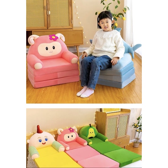 Ghế Sofa Giường - Ghế Lười Hình Bông Thú Đáng Yêu Cho Bé Ghế 3 Tầng 2 Trong 1 Vừa Nằm Vừa Ngồi Nhiều Hình Dễ Thương