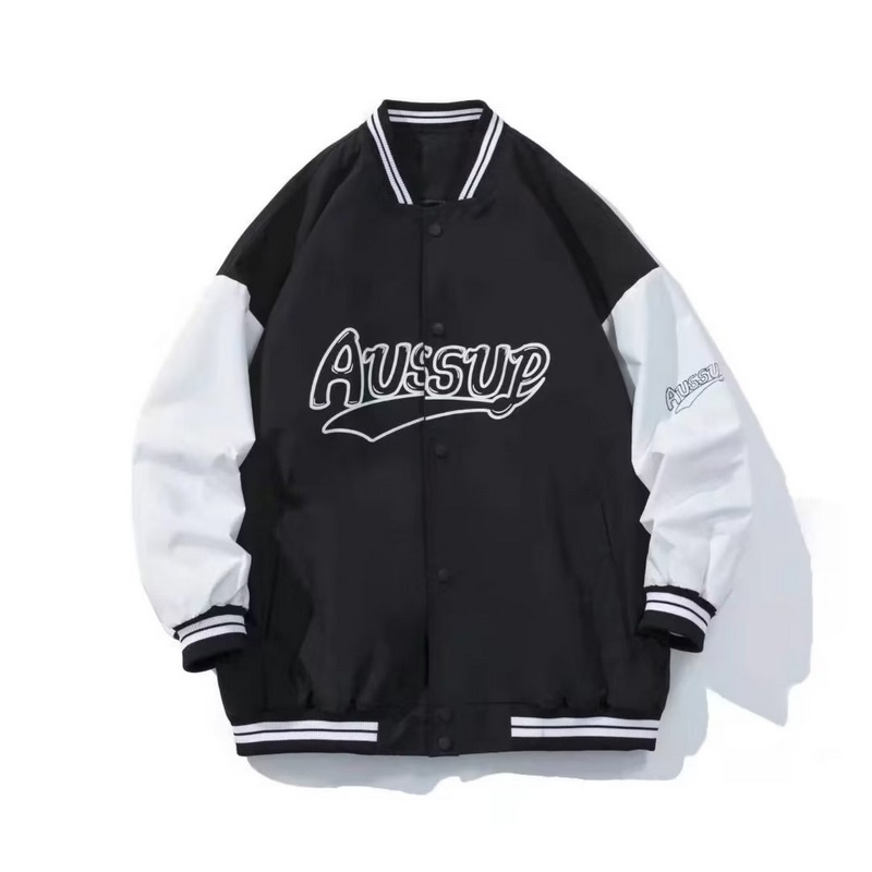 Áo Khoác Bóng Chày Mỏng Cỡ Lớn Phong Cách vintage Đường Phố Hàn Quốc Màu Đen / Trắng Cho Nam Và Nữ S-XXXL