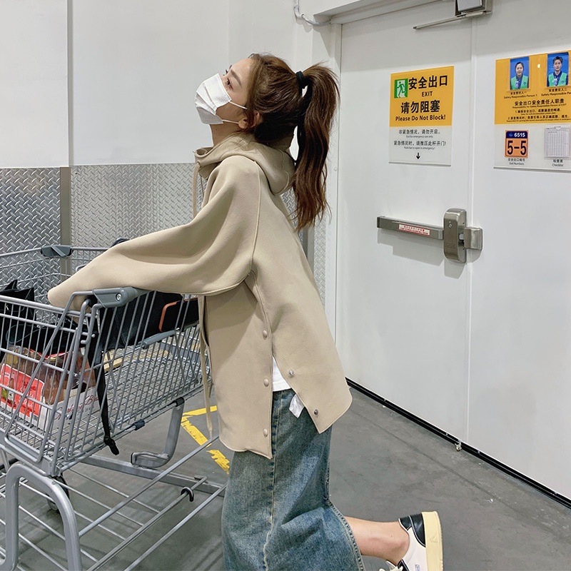 【ZHELIHANGFEI】Áo Hoodie Tay Dài Dáng Rộng Phong Cách Thời Trang Mỹ