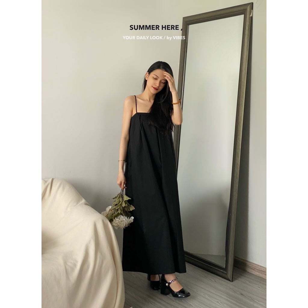 ĐẦM MAXI 2 DÂY SUÔNG KÈM DÂY THẮT EO_DA614