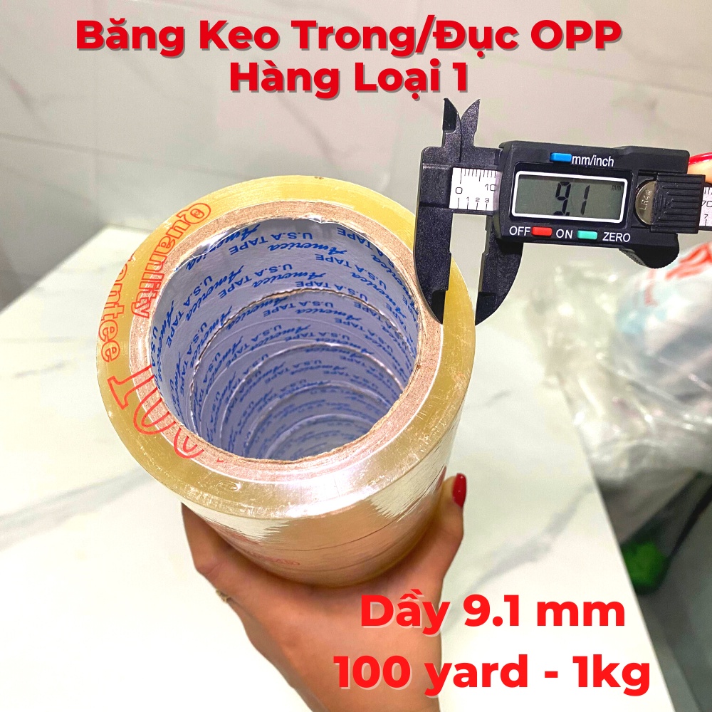 Băng Keo Dán Trong, Đục 1kg 100 Yard 1 Cây 6 Cuộn Nặng  Đóng hàng