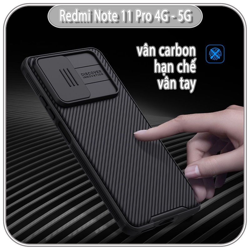 Ốp lưng cho Xiaomi Redmi Note 11 Pro 4G 5G quốc tế - Note 12 Pro 4G,Nillkin CamShield che camera - hàng nhập khẩu