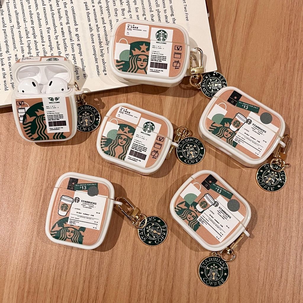Vỏ Bảo Vệ Hộp Sạc Tai Nghe AirPods3 AirPods3 Pro 2Gen Màu Trắng Họa Tiết Starbucks Mới Dễ Thương Ốp