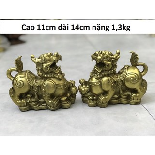 Cặp tỳ hưu như ý bằng đồng vàng