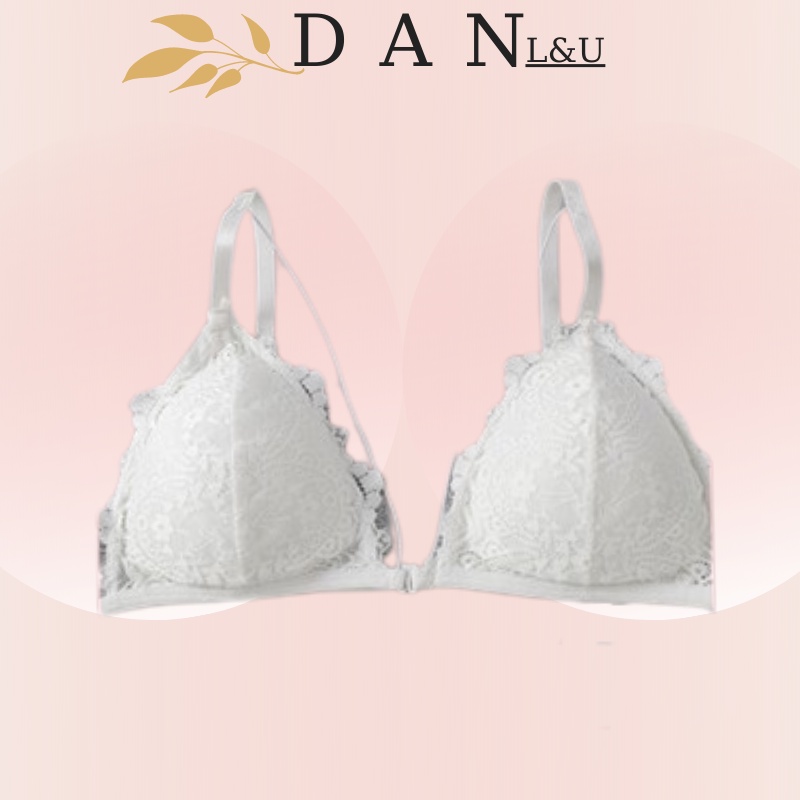 Áo Ngực Ren Bralette Có Mút Đan Dây Cài Trước DAN L&amp;U 3099