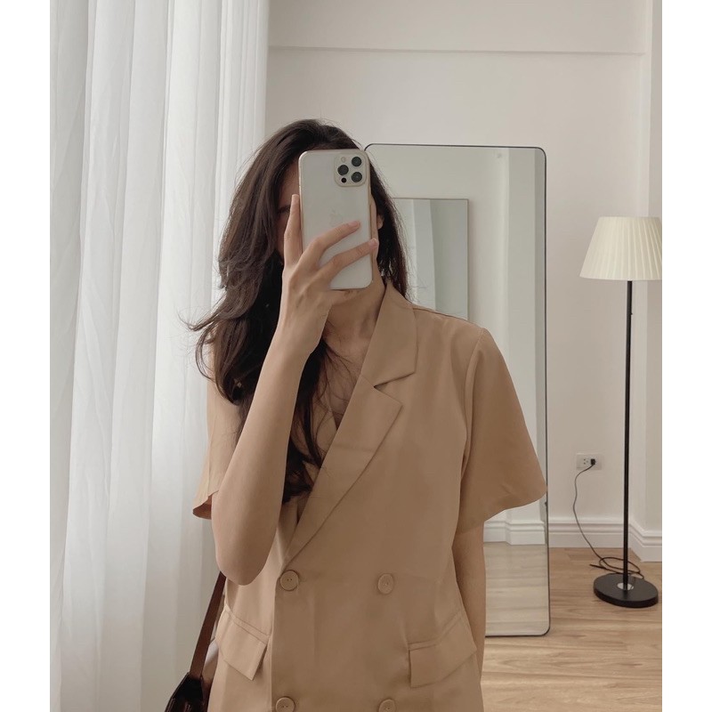 [Nhập GLACE5K giảm 10% tối đa 5K] Áo khoác Blazer nữ ngắn tay form rộng Hàn Quốc, chất tuyết mưa ( Ảnh/video thật) | BigBuy360 - bigbuy360.vn