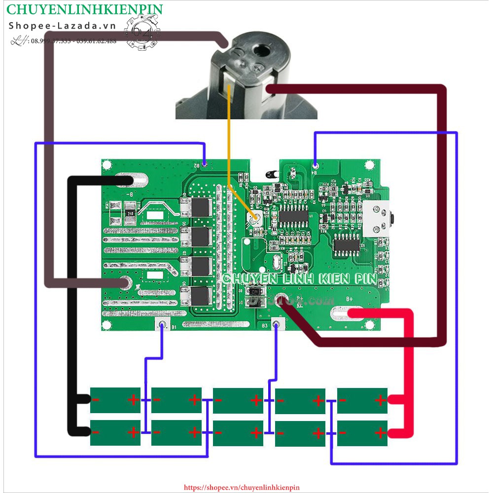 Vỏ &amp; Mạch pin Ryobi 18V 5S Li-ion nhận sạc zin ( BL64_137 )