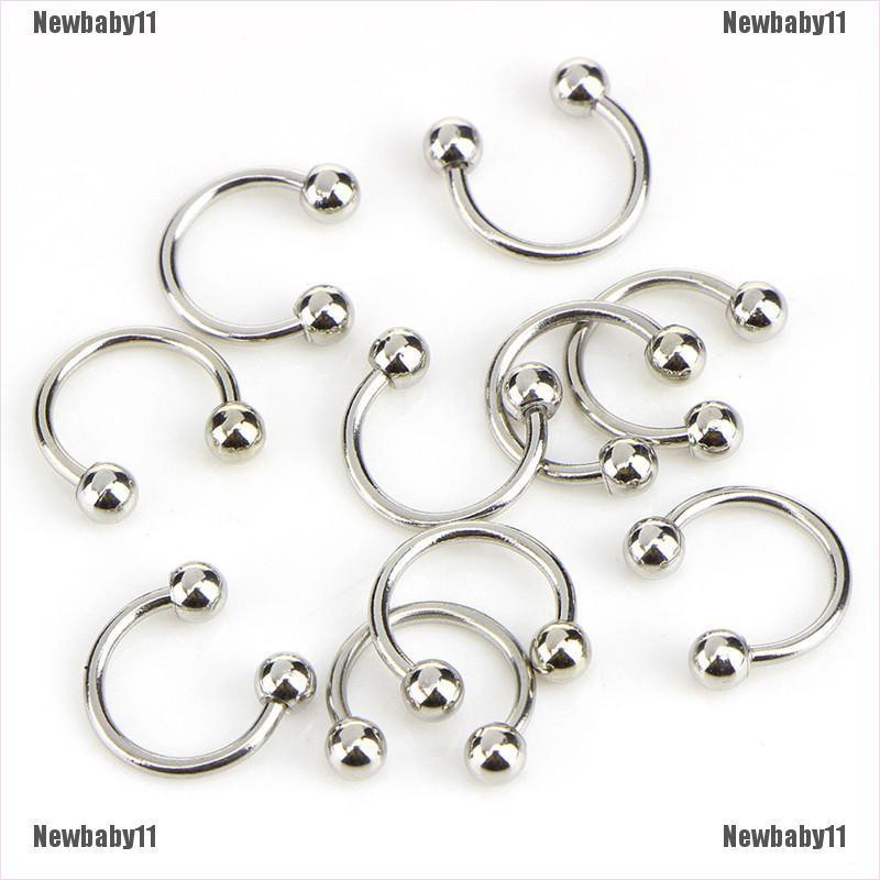 Set 10 Khuyên Mũi / Môi / Tai / Mũi Bằng Thép Không Gỉ