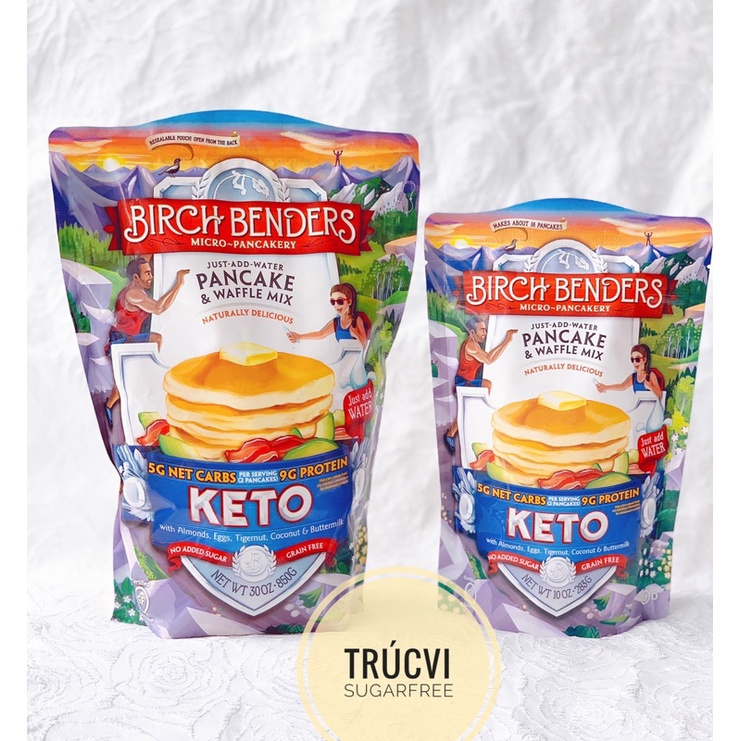 Bột làm bánh Pancake và Waffle không đường Birch Benders Micro pancakery Keto ( eat clean , keto ,gymer )