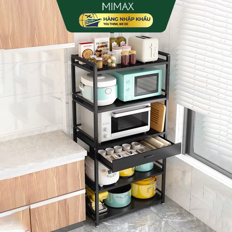 Kệ Để Đồ Đa Năng Nhà Bếp Lò Vi Sóng Lò Nướng Thông Minh CÓ NGĂN KÉO 3 4 5 Tầng MIMAX KDN26