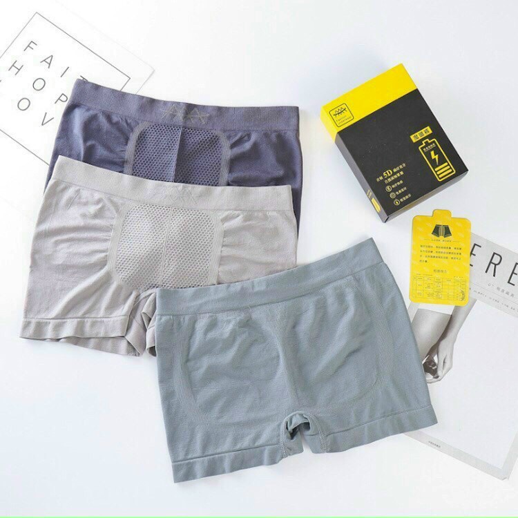 Hộp 3 quần lót boxer nam hàng dệt kim cao cấp (Có túi zip) - Quần sịp đùi boxer- WS84