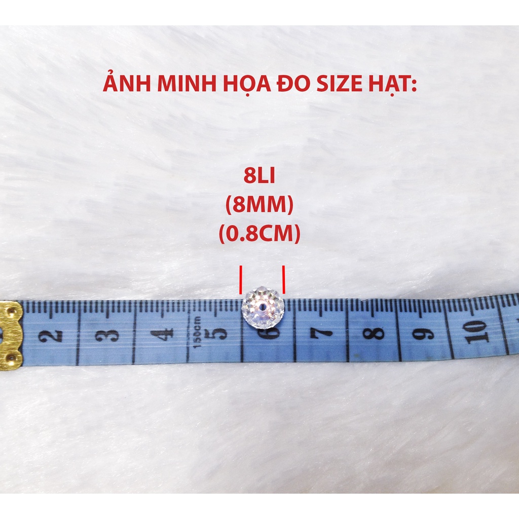 Hạt đá pha lê tròn bẹt trắng ánh 7 màu cao cấp size 4mm 6mm 8mm dùng làm trang sức vòng tay sang trọng