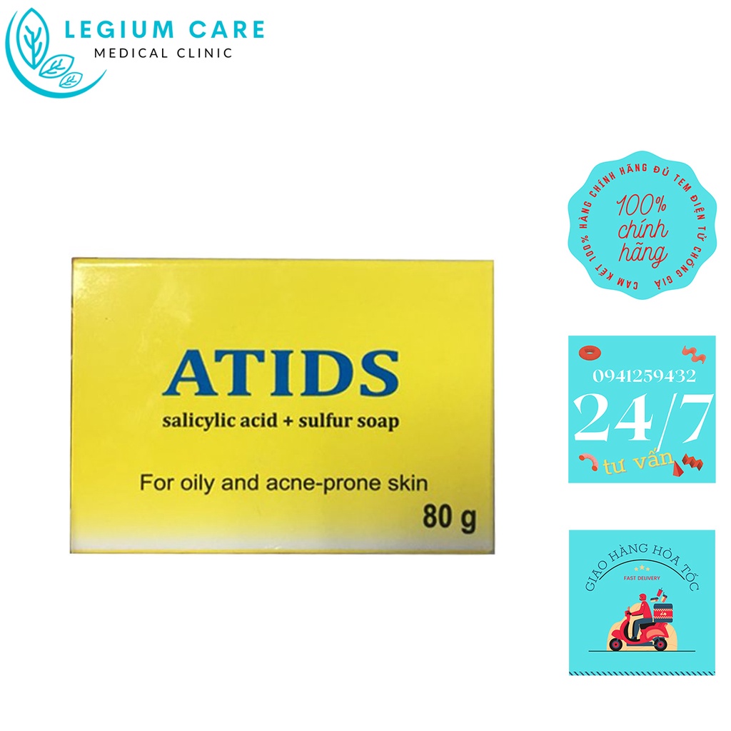 Xà phòng ATIDS ⚜️CHÍNH HÃNG⚜️ Xà phòng giảm mụn lưng, làm sạch da, tẩy da chết, giảm nhờn bánh 80gr Hàng Công ty | BigBuy360 - bigbuy360.vn