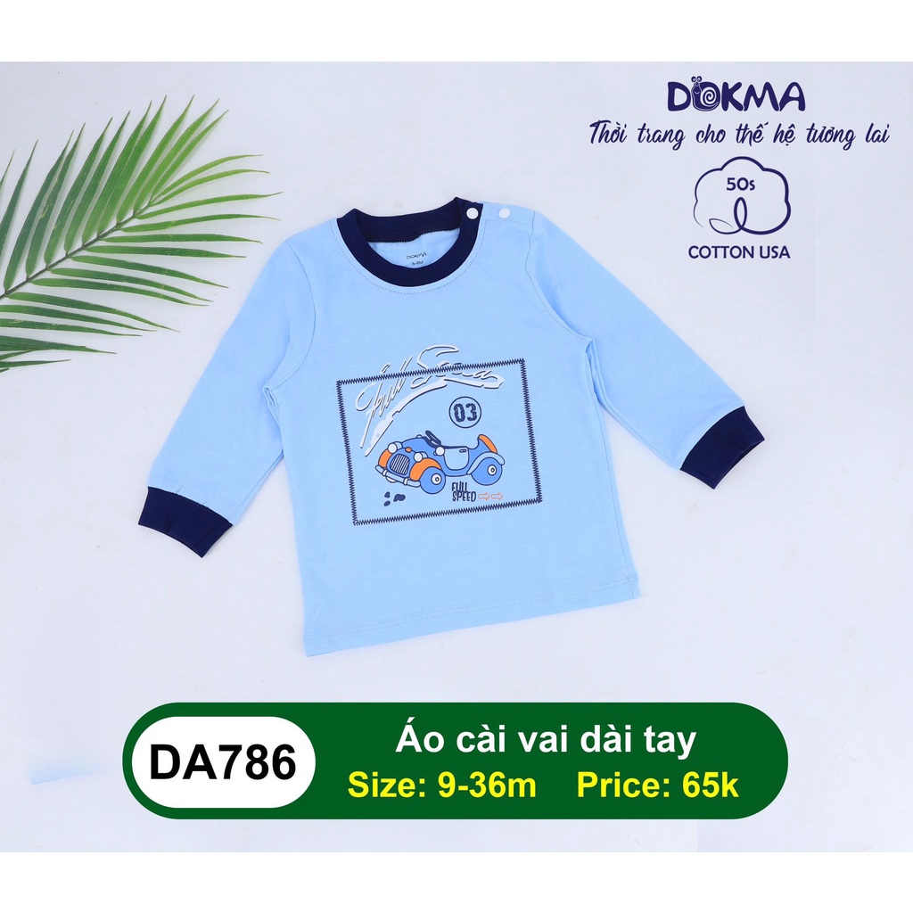 (6-36m) Áo dài tay cài vai vải cotton mỏng cho bé - DOKMA