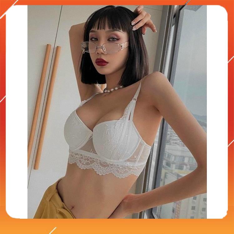 Set bộ đồ lót nữ Pinkk siêu cấp áo có gọng cup ngang, chất liệu ren họa tiết hoa, có đệm mút. Mã B26255