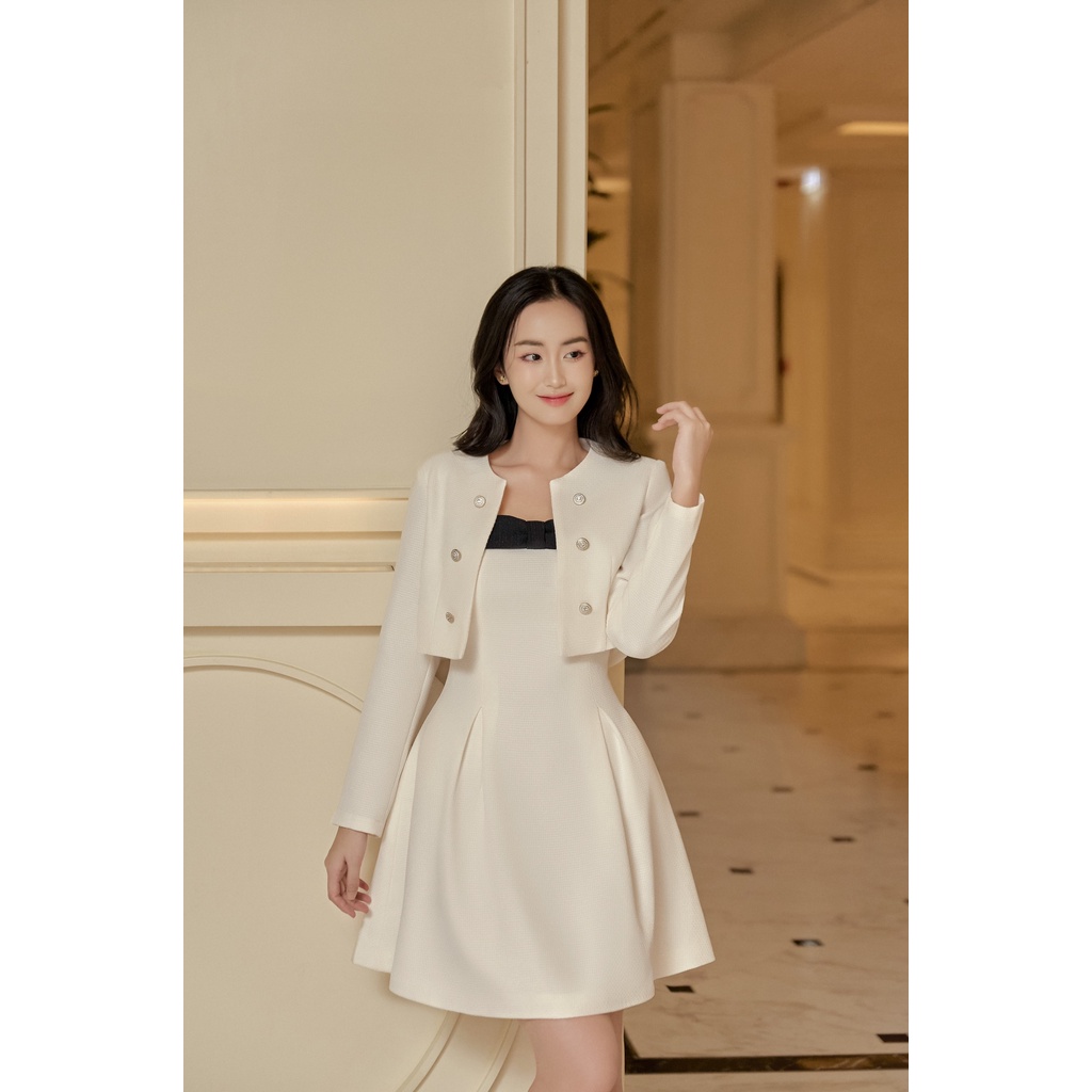 Áo khoác Tweed trắng be dáng lửng Chloe coat by MARGERIE