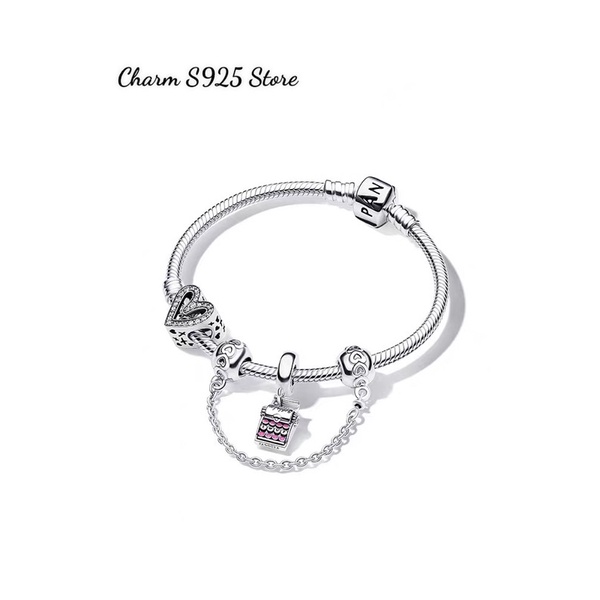 COMBO BỘ VÒNG TAY PAN ALE MIX 3 HẠT CHARM TIM BẠC S925 THUẦN KHIẾT HÀNG CAO CẤP
